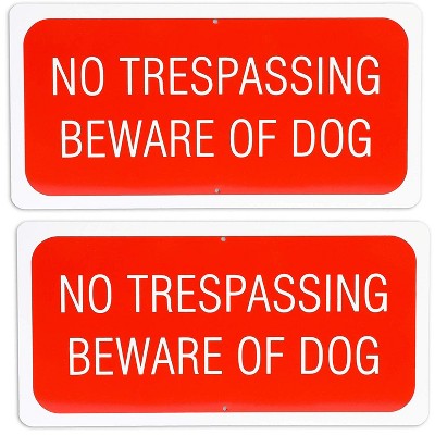 2 Pack No Trespassing Beware of Dog Sign 6" x 12" for Indoor Outdoor Garden Use