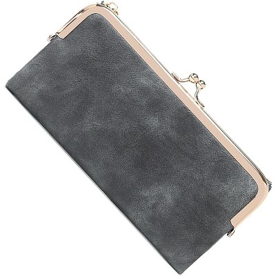 BEAFUP Vintage Women’s Bifold Wallet Clutch with Kiss-Lock & Zip Coin Pocket - Slim PU Leather Purse for Daily Use