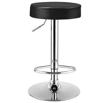 Costway 1 PC Round Bar Stool Adjustable Swivel Pub Chair U Leather with Footrest White\ Black\ Red