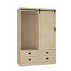 ORRD Tall Bedroom Armoire Wardrobe Closet Clothing Storage Cabinet with Hanging Rod Barn Door Drawers Open Shelves - 4 of 4