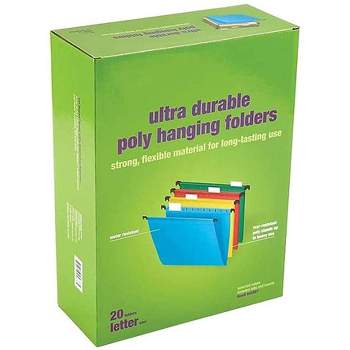 MyOfficeInnovations Poly Hanging File Folders 5-Tab Letter Size Assorted Colors 20/BX 645587