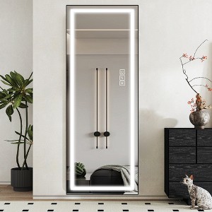 LOVMOR Modern Full Length Mirror, Full Body Mirror, Free Standing or Leaning or Wall-Mounted Mirror for Living Room, Bedroom - 1 of 4