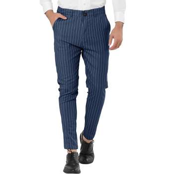 Lars Amadeus Men's Dress Striped Slim Fit Flat Front Business Trousers