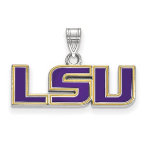 Black Bow Jewelry Sterling Silver Louisiana State Fighting Tigers NCAA Small Pendant - 1 of 3