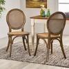 Elegant Vintage-Style Rattan Dining Chairs with Curved Wooden Frame, Round Cane Backrest, and Comfortable Woven Seat-Coolbibila - 2 of 4