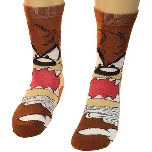Looney Tunes Socks Tasmanian Devil Lil Taz Crazy Photo vivid Men's Crew Socks - 1 of 3