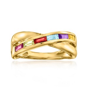 Ross-Simons 0.60 ct. t.w. Multi-Gemstone Crisscross Ring in 18kt Gold Over Sterling - 1 of 4