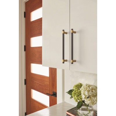Amerock Mergence 6-5/16 inch (160mm) Center-to-Center Matte Black/Champagne Bronze Cabinet Pull