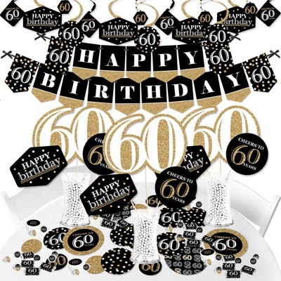 Big Dot of Happiness Adult 60th Birthday - Gold - Birthday Party Supplies - Banner Decoration Kit - Fundle Bundle