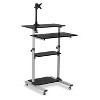 Mount-It! Height Adjustable Mobile Stand Up Desk, Rolling Presentation Cart with Monitor Arm - Grey - image 2 of 4