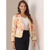 INSPIRE CHIC Women's Open Front Office Long Sleeve Lightweight Printed Floral Crop Suit Blazer - 2 of 4