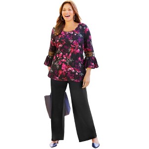 Catherines Dream Drape Bella Crochet Trim Top - 1 of 4