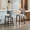 OUTSUPPLY Set of 2 Modern Bar Stools, Counter Height, Farmhouse Linen Upholstered, Copper Nail Trim, 300lb Capacity - 4 of 4