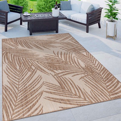 Tropical Palm Brown Synthetic 7'10"x10' Indoor/Outdoor Area Rug