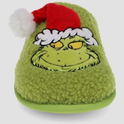 Image of The Grinch Adult Holiday 3D Hat Scuff Slippers - Green L