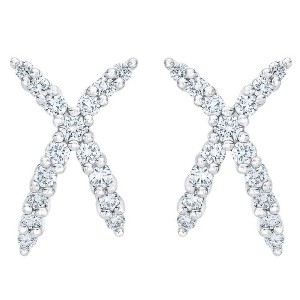 Pompeii3 1/2Ct T.W. Diamond Fashion Women's X Shape Lab Created Earrings 10k Gold Studs - 1 of 4