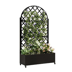 NAYSAYE Planter Box Raised Garden Bed with Trellis and Wheels for Patio and Outdoor Gardening, Black, 35.43"*15.74"*73.21" - 1 of 4