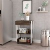 LunaLulinlk Modern Kitchen Cart 35" H, Four Casters, Three Shelves, White / Dark Walnut - 2 of 4