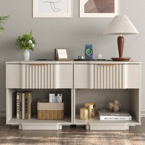 Brafabhome Fluted Nightstands with 20W Fast Charging Station, Modern Bedside Tables with Storage Drawers & Open Shelf, Accent End Tables Set of 2 - 1 of 4