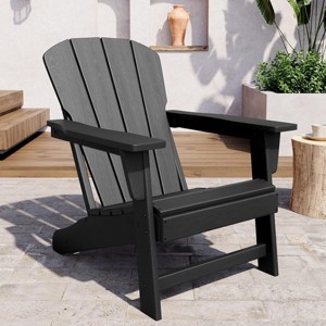 coucheta Modern HDPE Plastic Adirondack Chair, Oversize Weather Resistant Firepit Chair with Wooden Textured for Garden, Backyard, Lawn, Deck, Pool - 1 of 4