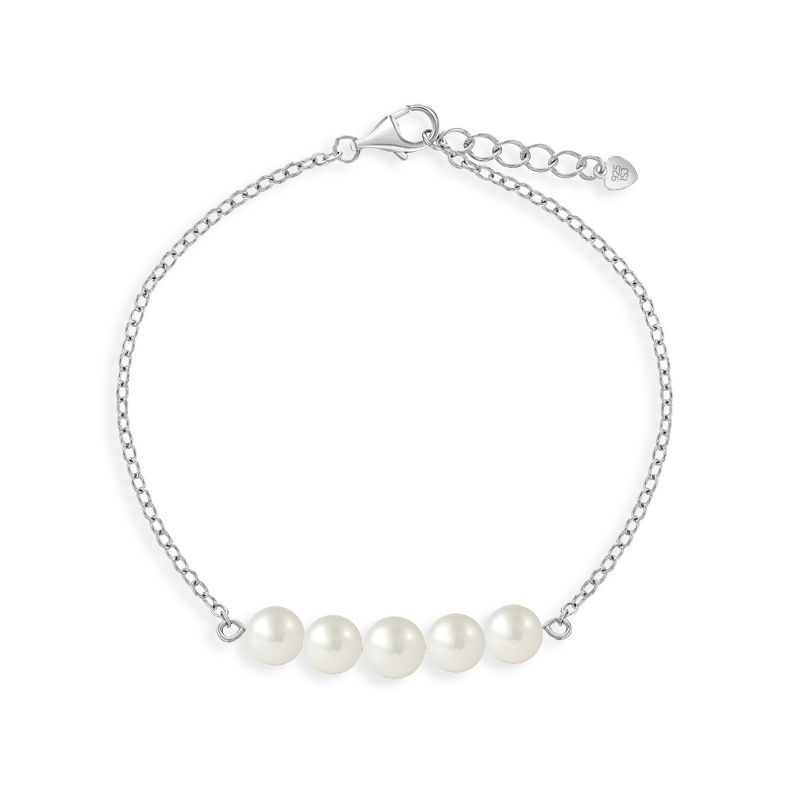 Girl's Freshwater Pearl & Link Bracelet Sterling Silver - In Season Jewelry, 1 of 6