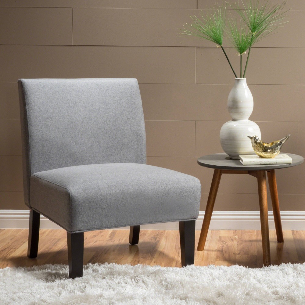 Photos - Coffee Table Kassi Accent Chair Gray: Contemporary Armless, Upholstered, Rubberwood Legs - Christopher Knight Home