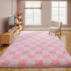 LOVEVOOK 5x7ft Checkered Area Rugs for Living Room, Bedroom, Soft Shaggy Pink and White Rugs Kids Room, Non-Slip Fuzzy Carpet Indoor - 3 of 4