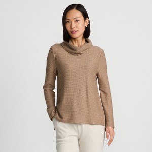 Lands' End Women's Cable Ottoman Relaxed Long Sleeve Cowl Neck Top - 1 of 4