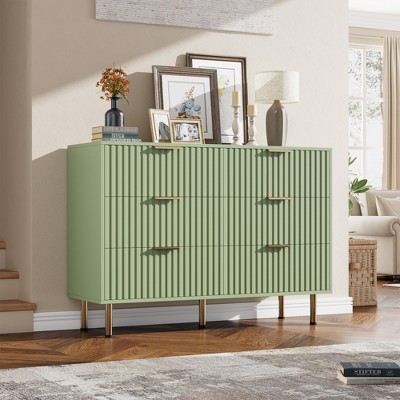 Garvee Fluted 6 Drawer Dresser for Bedroom, 54" Wide Modern Chest of Drawers with Deep Drawers, Large Double Dresser, Wooden Dresser Organizer