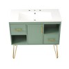 NicBex 36" Bathroom Storage Cabinet with Sink, Bathroom Vanity, 2 Drawers, 2 Open Shelves, and 1 Central Cabinet for Bathroom, Green - 2 of 4