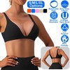 NPolar "Women’s Deep V-Neck Sports Bra, Padded Strappy Crop Top with Removable Pads for Gym & Yoga" Black Size XL - 2 of 4
