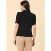 Allegra K Women's Summer Lapel V Neck Short Sleeve Work Button Down Shirts - 3 of 4