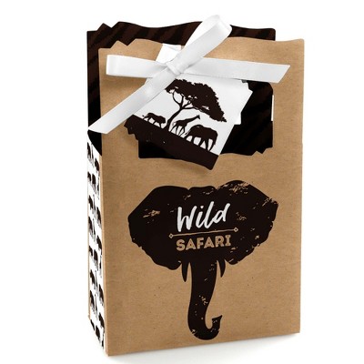 Big Dot of Happiness Wild Safari - African Jungle Adventure Birthday Party or Baby Shower Favor Boxes - Set of 12