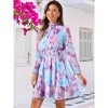 INSPIRE CHIC Women's Floral Long Sleeve Mock Neck Ruffle Layered Smocked Mini Dress - 2 of 4