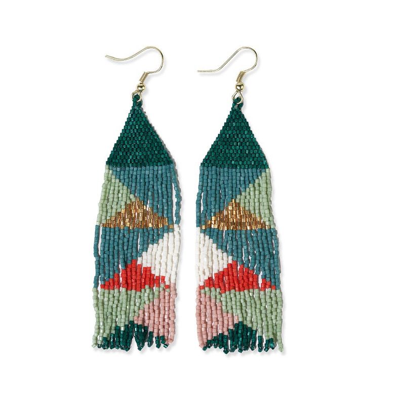 Ink+Alloy Brittany Mixed Triangles Beaded Fringe Earrings, 1 of 4
