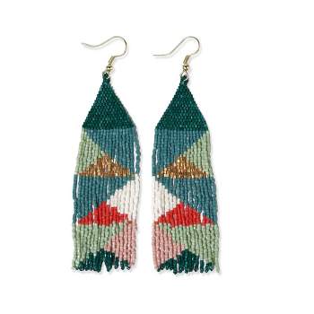 Ink+Alloy Brittany Mixed Triangles Beaded Fringe Earrings