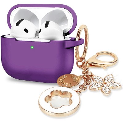 BONGEEK Silicone Apple Airpods 4th Generation - VOTILE 2027 Bling Cover with Keychain, Earbuds Charging Accessory for Women Girls -Dark Purple