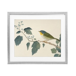 Stupell Industries Blue Bird and Leaves Framed Print Under Glass Art - 1 of 4