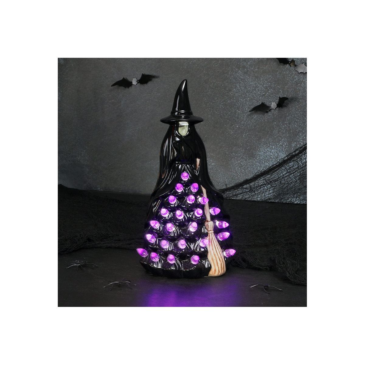 The Lakeside Collection Halloween Witch Or Spirit LED Lighted Ceramic Tabletop Decor - - thumbnail 4