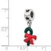 Black Bow Jewelry Sterling Silver Green Enameled Candy Cane Dangle Bead Charm - 2 of 3