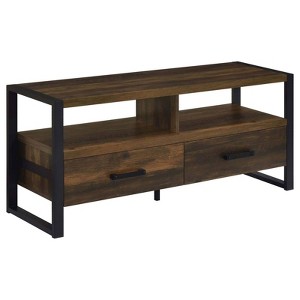 Coaster 48" James Farmhouse 2 Drawer Composite Wood TV Stand for TVs up to 50" Dark Pine - 1 of 4