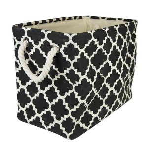 Design Imports Polyester Bin Lattice Black Rectangle Large 17.5X12X15 - 1 of 4