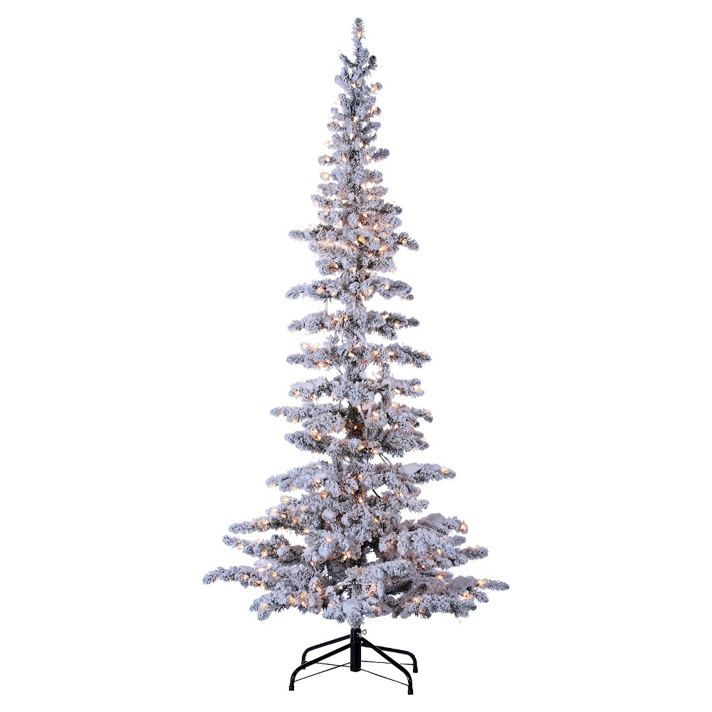 UPC 017816331129 product image for 7.5 Ft Pre-Lit Narrow Flocked Austin Pine Artificial Christmas Tree Clear Lights | upcitemdb.com