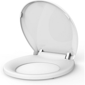 Durable Round Toilet Seat with Slow Soft Close - Easy to Install and Clean, Never Loosens, Fits Most Round Toilets - 1 of 4