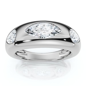 Pompeii3 1 1/10Ct Sloan Flush Set Marquise Diamond Dome Band 14k Gold Lab Created - 1 of 4