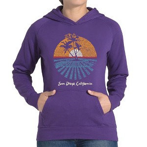 LA Pop Art Women's Word Art Hooded Sweatshirt -Cities In San Diego - 1 of 4