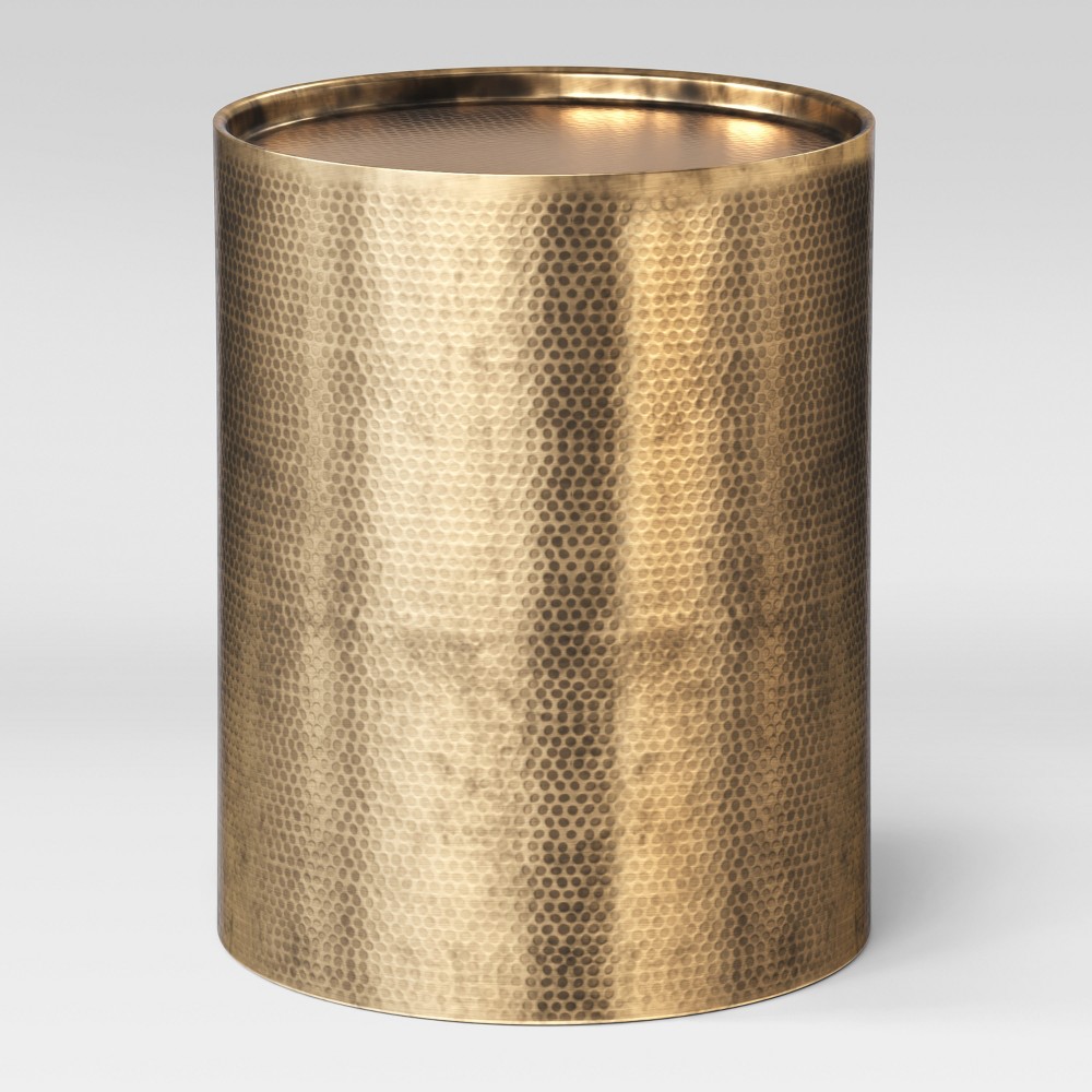 Granby Cylinder Drum Accent Table - Brass - Threshold