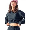 Women's Mineral Washed Mock Neck Crop Sweatshirt - Urban Daizy - 3 of 3