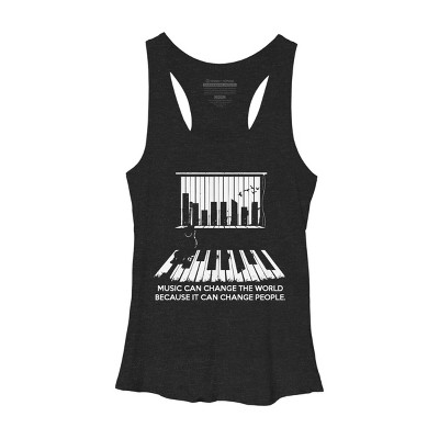 Women's Design By Humans Music can change the world By jandastore Racerback Tank Top