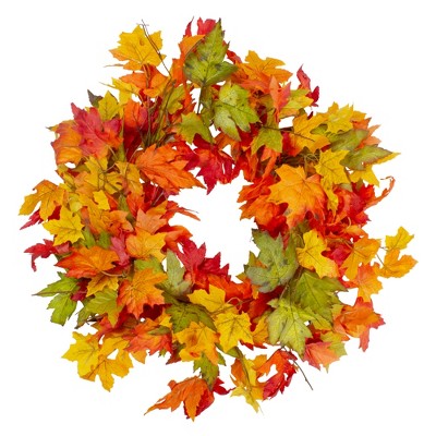 Northlight Yellow And Orange Foliage Fall Harvest Artificial Wreath ...